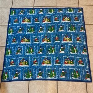 Festive Blue Snowman Holiday Quilt